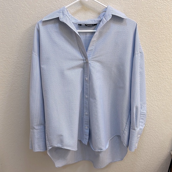 Zara Tops - Brand New ZARA Oversized Striped Shirt - Size XS But Will Fit Medium